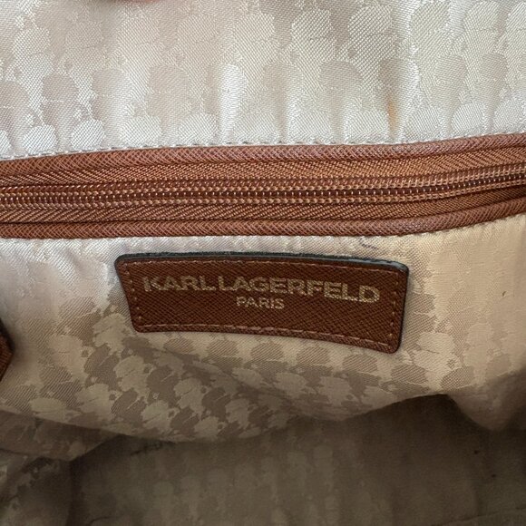 Karl Lagerfeld Paris Brown Monogram Large Paris Suki Tote Purse - Picture 9 of 16